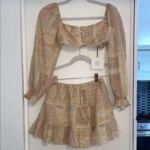 SKY To MOON NWT Bohemian Patterned Skirt Set | M